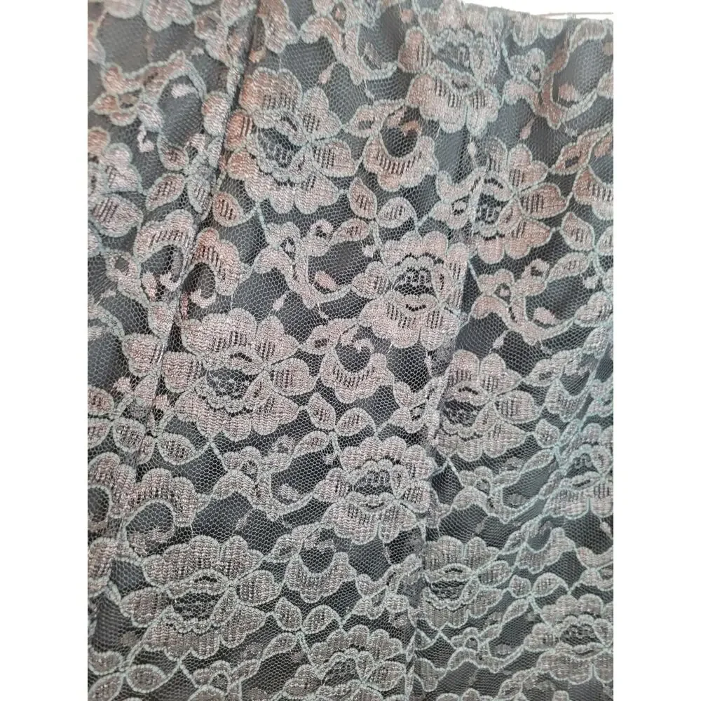 Vtg‎ Laura Ashley A-Line Skirt Black Floral Lace Overlay Casual Plus Size 16W